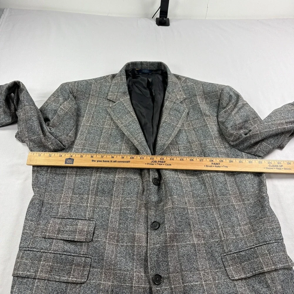 Brooks Brothers Blazer Mens 48R Gray Checkered Wool Vitale Barberis Canonico